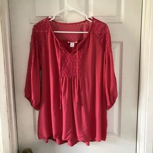 Motherhood Maternity Coral Boho Shirt